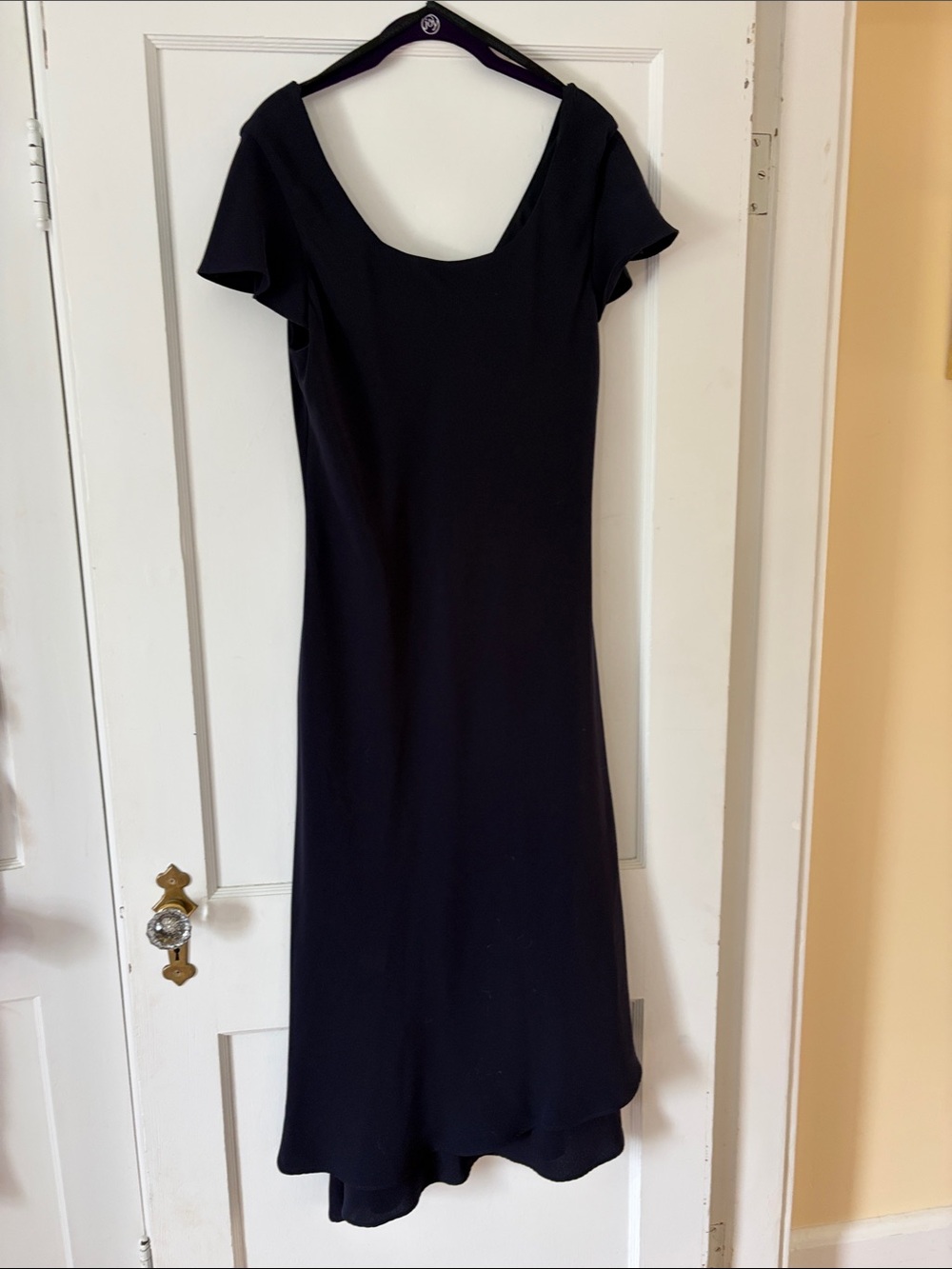 Classic Navy Midi Dress with Scoop Neck